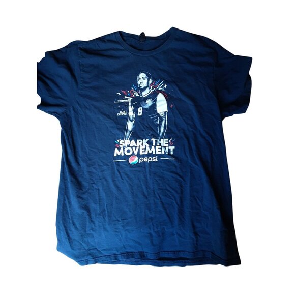 Clint Dempsey USA Soccer Pepsi T Shirt Large Spark The Movement Dark Blue - Picture 1 of 3